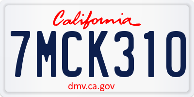 CA license plate 7MCK310