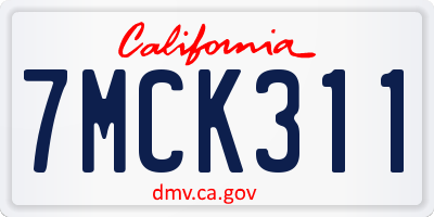 CA license plate 7MCK311