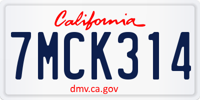 CA license plate 7MCK314