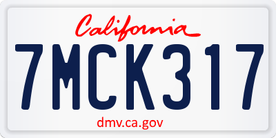 CA license plate 7MCK317