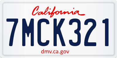 CA license plate 7MCK321