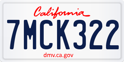 CA license plate 7MCK322
