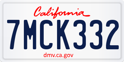 CA license plate 7MCK332
