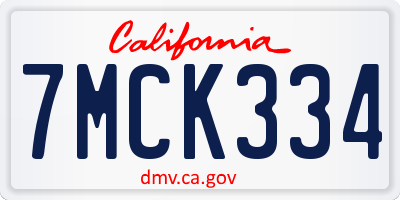 CA license plate 7MCK334
