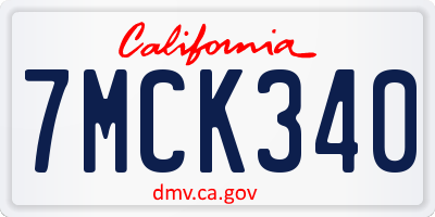 CA license plate 7MCK340