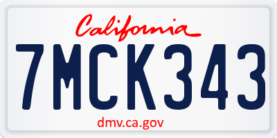 CA license plate 7MCK343