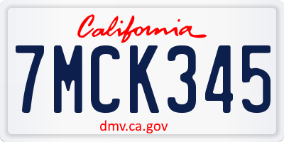 CA license plate 7MCK345