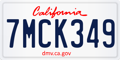 CA license plate 7MCK349