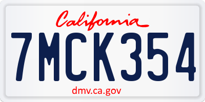 CA license plate 7MCK354