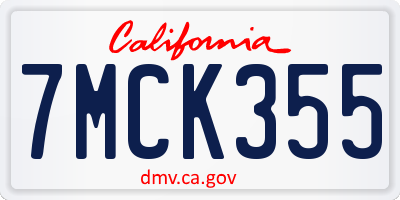 CA license plate 7MCK355