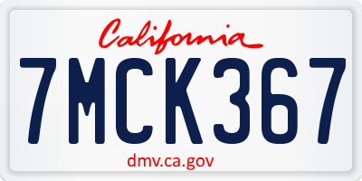 CA license plate 7MCK367