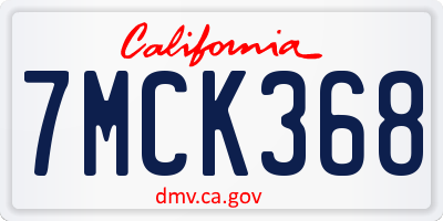 CA license plate 7MCK368