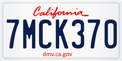 CA license plate 7MCK370