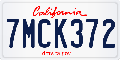 CA license plate 7MCK372