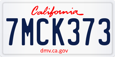 CA license plate 7MCK373