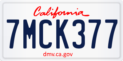 CA license plate 7MCK377