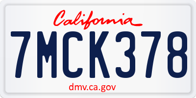 CA license plate 7MCK378