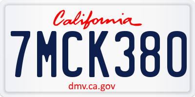 CA license plate 7MCK380