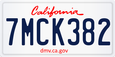 CA license plate 7MCK382