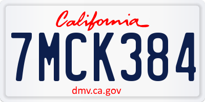 CA license plate 7MCK384