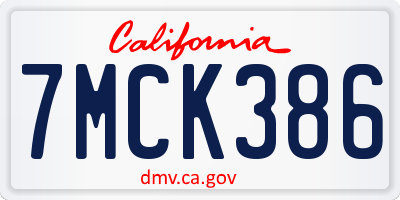 CA license plate 7MCK386