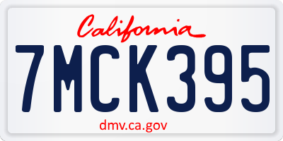 CA license plate 7MCK395