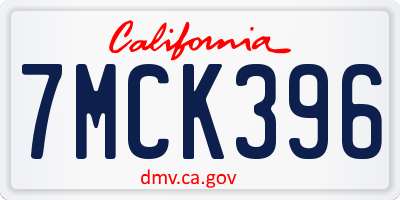 CA license plate 7MCK396