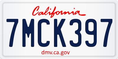 CA license plate 7MCK397