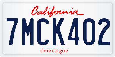 CA license plate 7MCK402