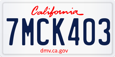 CA license plate 7MCK403
