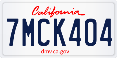 CA license plate 7MCK404