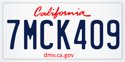 CA license plate 7MCK409