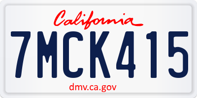 CA license plate 7MCK415