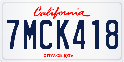 CA license plate 7MCK418