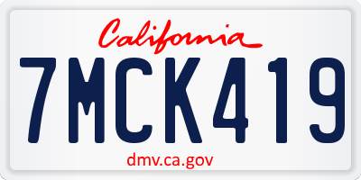 CA license plate 7MCK419
