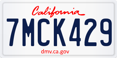 CA license plate 7MCK429