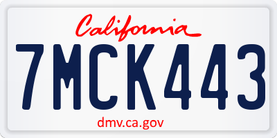 CA license plate 7MCK443