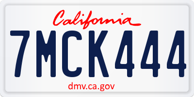 CA license plate 7MCK444