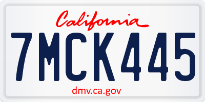 CA license plate 7MCK445