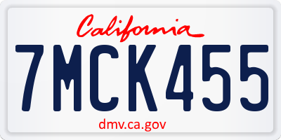 CA license plate 7MCK455