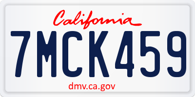 CA license plate 7MCK459