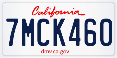 CA license plate 7MCK460