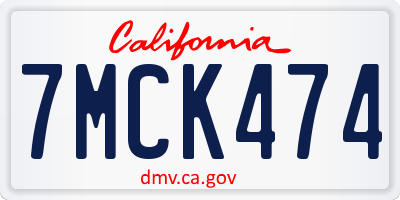 CA license plate 7MCK474