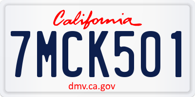 CA license plate 7MCK501