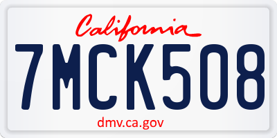 CA license plate 7MCK508