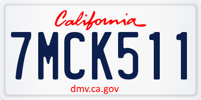 CA license plate 7MCK511