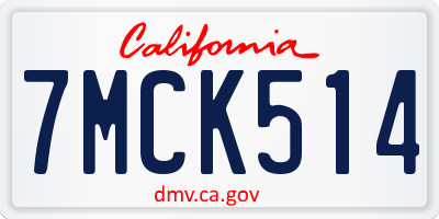 CA license plate 7MCK514