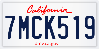 CA license plate 7MCK519