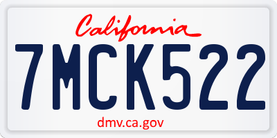 CA license plate 7MCK522
