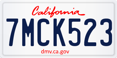 CA license plate 7MCK523